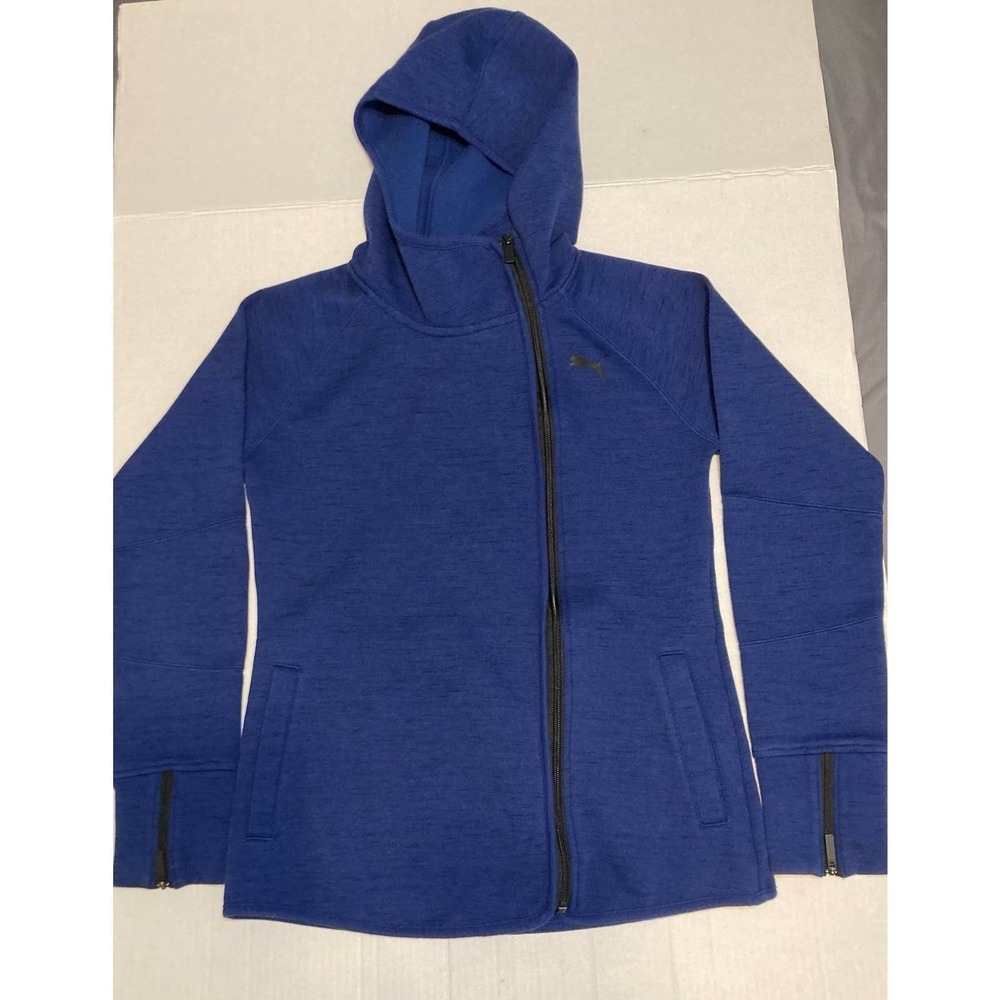 Puma Zip Up Hoodie Jacket Womens XS Blue Athletic Full Zip Activewear Gym